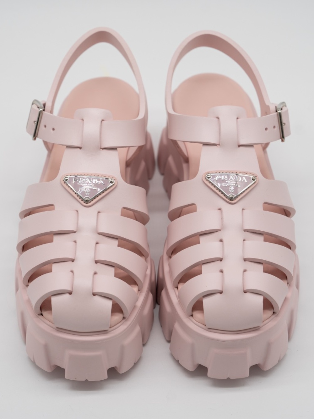Prada Fisherman Platform Sandals Cage Pink Rubber Women's size 39 eu 9 US - Picture 3 of 12